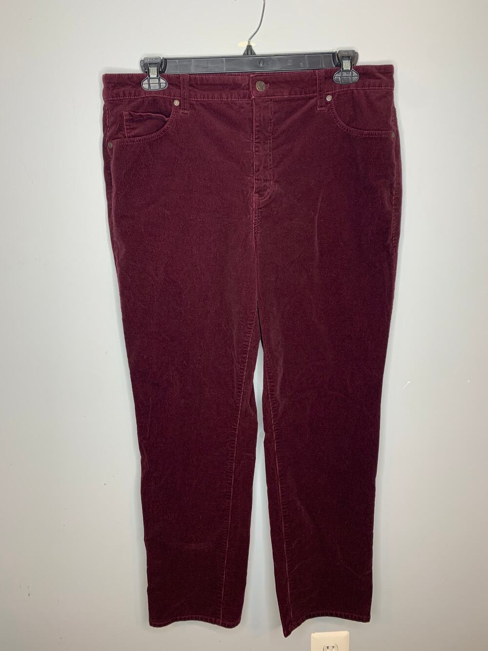 Talbot's Women's 16 Corduroy Straight Leg Pant Maroon, Burgandy Cotton Spandex